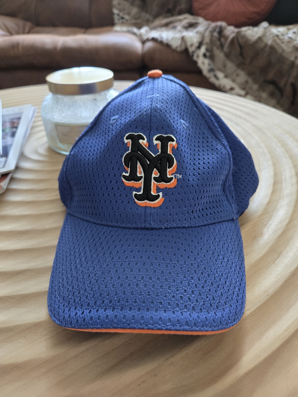 Vintage New York Mets MSG Network MLB Promo Mesh Hat Blue Orange OSFM